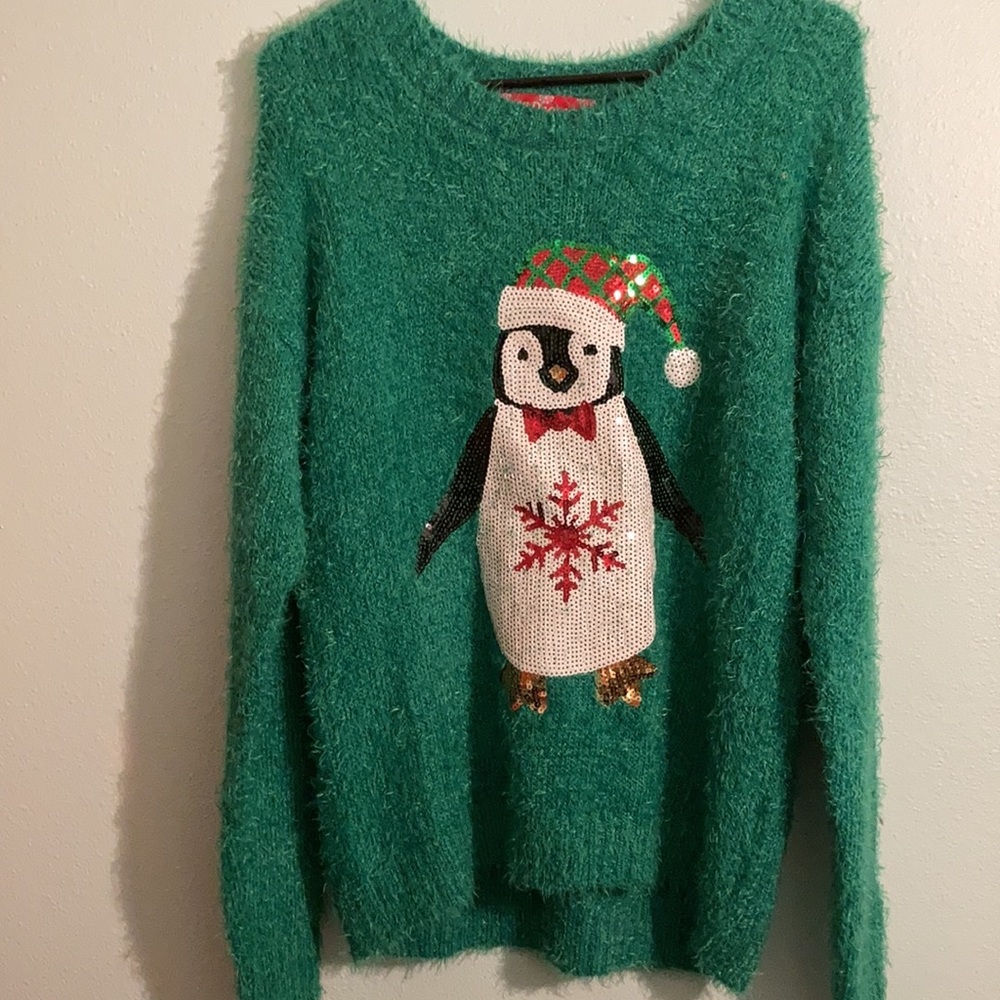 NWT Green holiday penguin sweater